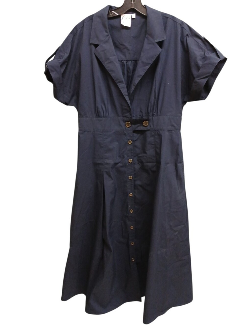 Finley Dark Navy Blue Shirt Midi Dress with Button Front Size Large